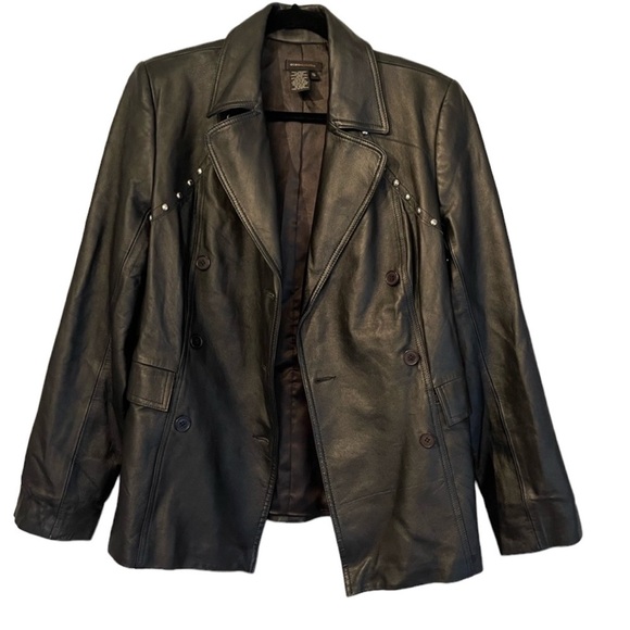 BCBGMaxAzria Jackets & Blazers - BCBGMAXAZRIA Leather Studded Moto Jacket